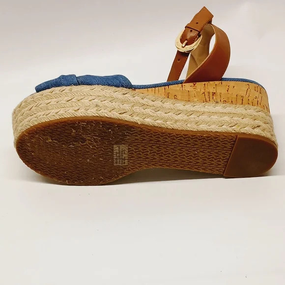 Michael Kors Blue and Tan Women's Wedge Sandals - Picture 15 of 16
